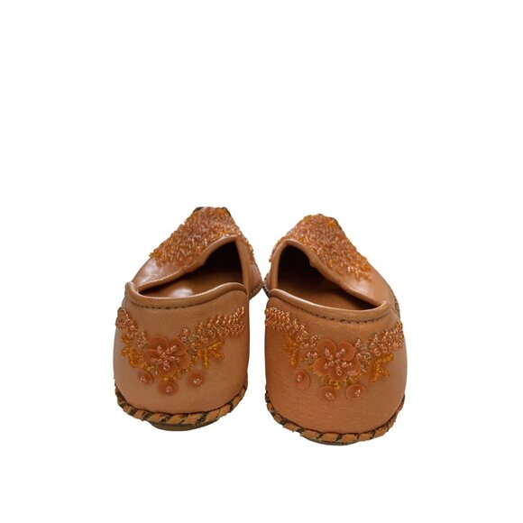 Handcrafted little Girls size 8 Brown Embroidered Leather Jutti Shoes - Picture 4 of 8